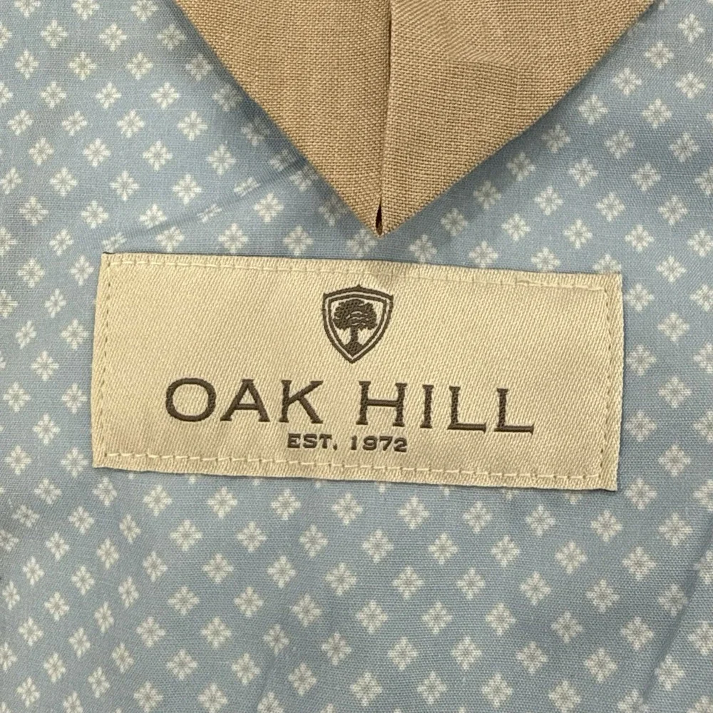 Oak Hill Linen Blazer Men's 52 Beige 2 Button Dual Vent Coastal Preppy